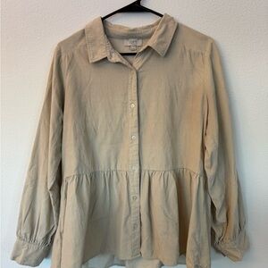 LOFT Women's Peplum Corduroy Button-Down